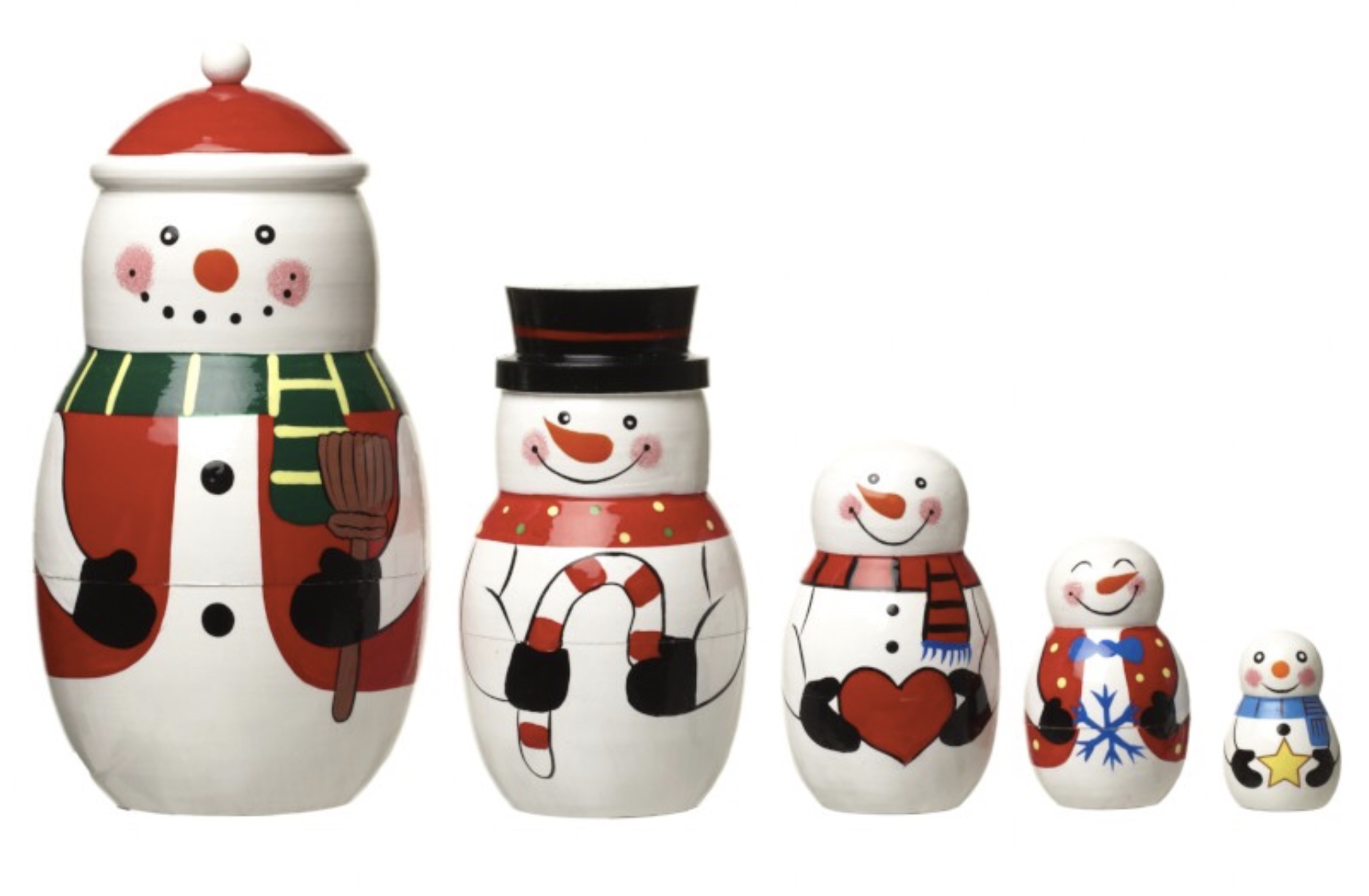 Nesting Snowman Set Tinsel Tartan