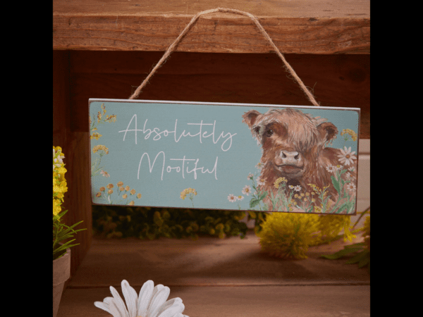 Highland Cow plaque hanger floral - Image 3